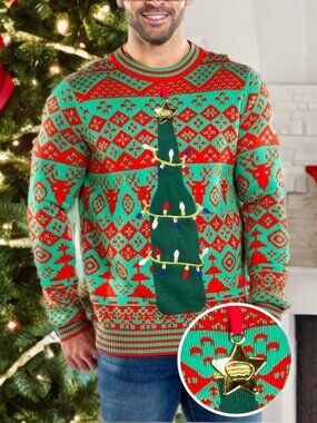 Tipsy Elves Bottle Opener Ugly Christmas Sweater Holiday Knitted Pullover FLAW